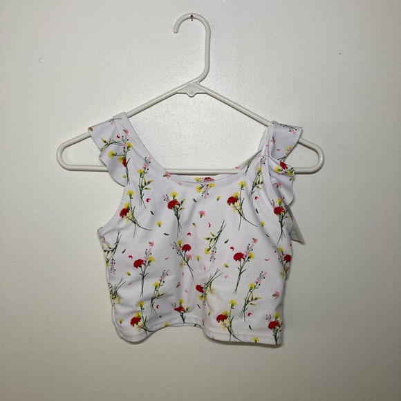 NWT Beachsissi Ruffle Shoulder Flower Swim Top. Size Small - Picture 6 of 9
